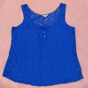 Volcom Royal Blue Floral Lace stretchy Tank Top